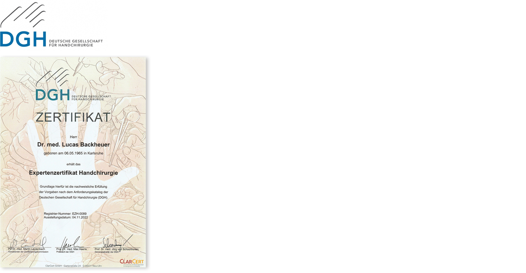DGH Zertifikat Dr. Backheuer